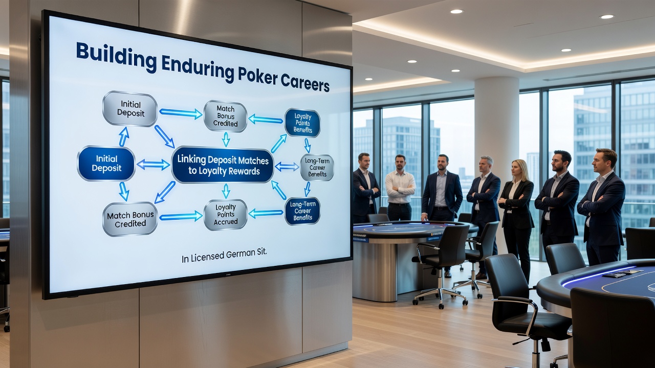 Darstellung gestaffelter Treueprogramme und Einzahlungsboni auf deutschen Poker-Seiten
