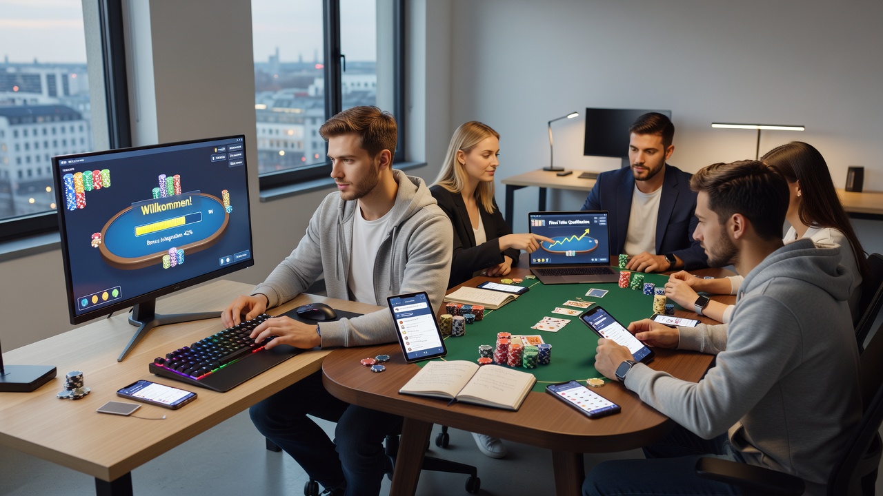 Illustration von gestaffelten Treueprogrammen und Freeroll-Qualifikationen auf deutschen Poker-Plattformen
