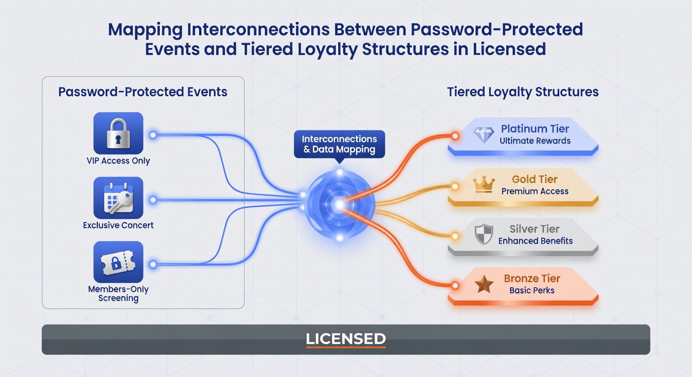 Diagramm zur Darstellung von Interaktionen zwischen Loyalty-Tiers und passwortgeschützten Turnieren in regulierten Card-Platforms